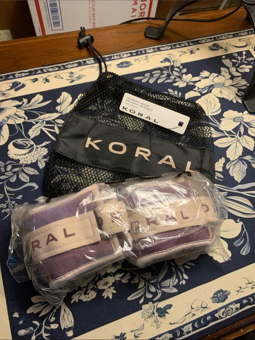 Koral Lavender and Cream Ankle/Wrist Weights with Mesh Carry Bag